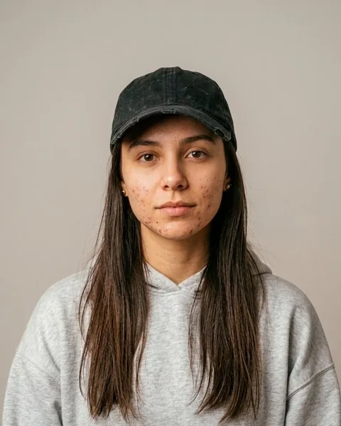 Isabela, cliente da Helena, de boné, personagem fictícia criada com inteligência artificial