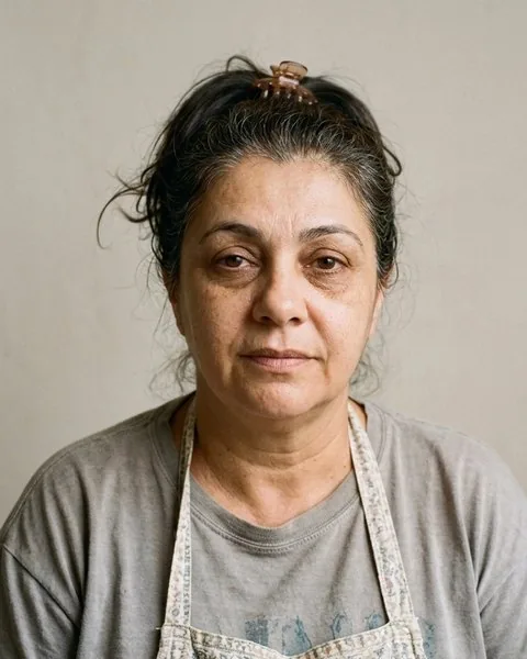 Dona Sônia, mãe da Helena, de avental, personagem fictícia criada com inteligência artificial